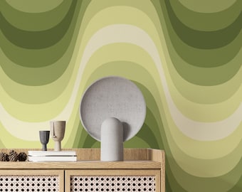 Papier peint autocollant Green Wave : style vintage génial