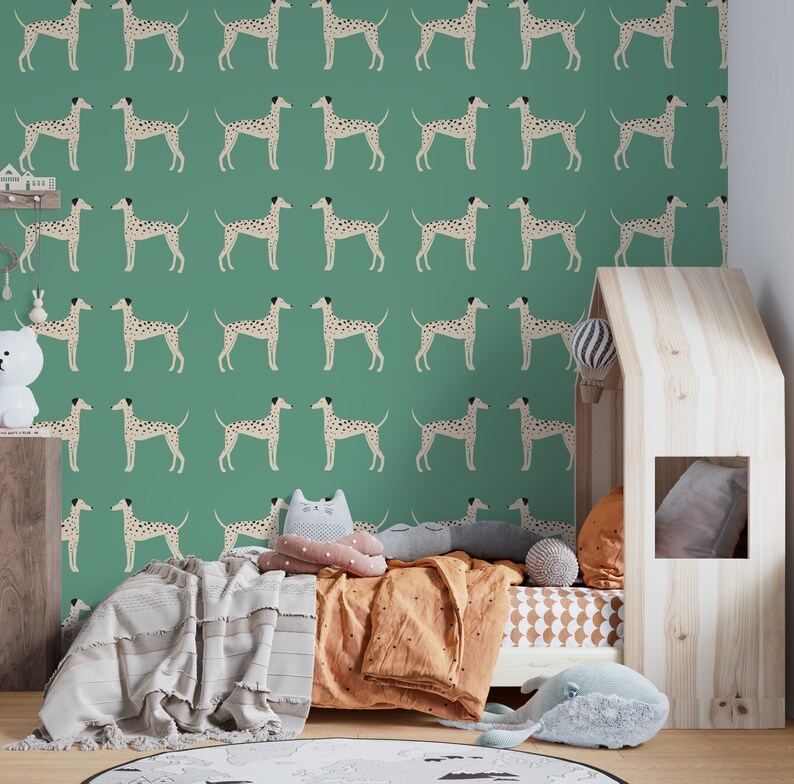 Dalmatian Peel and Stick Wallpaper Blue Kids Wallpaper Etsy