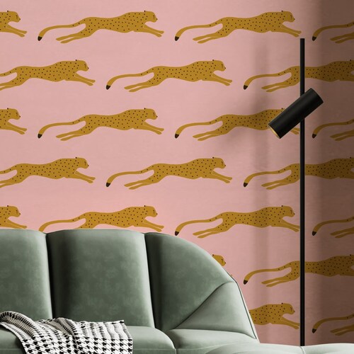 Cheetah Peel and Stick Wallpaper Leopard Wallpaper Accent Etsy