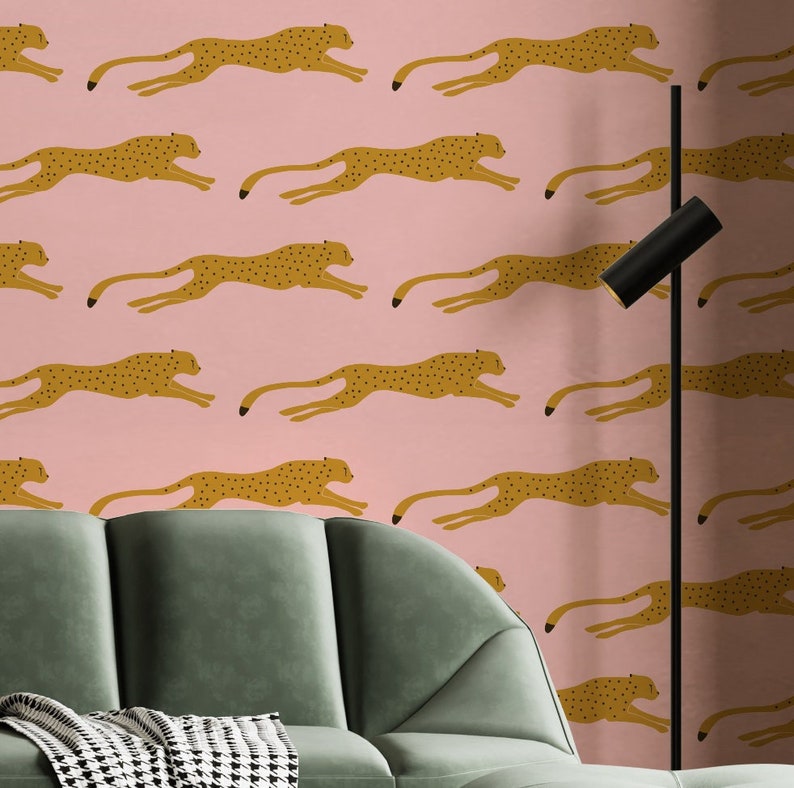 Pink Cheetah Peel and Stick Wallpaper Leopard Wallpaper Etsy