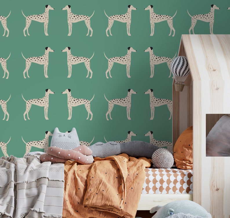 Dalmatian Peel and Stick Wallpaper Blue Kids Wallpaper Etsy