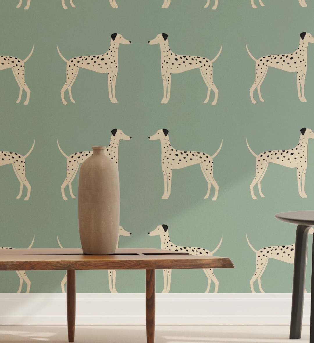 Dalmatian Peel and Stick Wallpaper, Blue Kids Wallpaper, Vintage