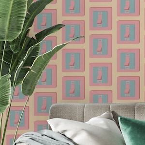 Carta da parati adesiva con interruttore della luce rosa, carta da parati cool, carta da parati rimovibile retrò, carta da parati autoadesiva Pop art astratta
