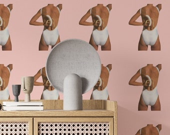 Pink Banana Girl Wallpaper: Funky Removable Wall Art