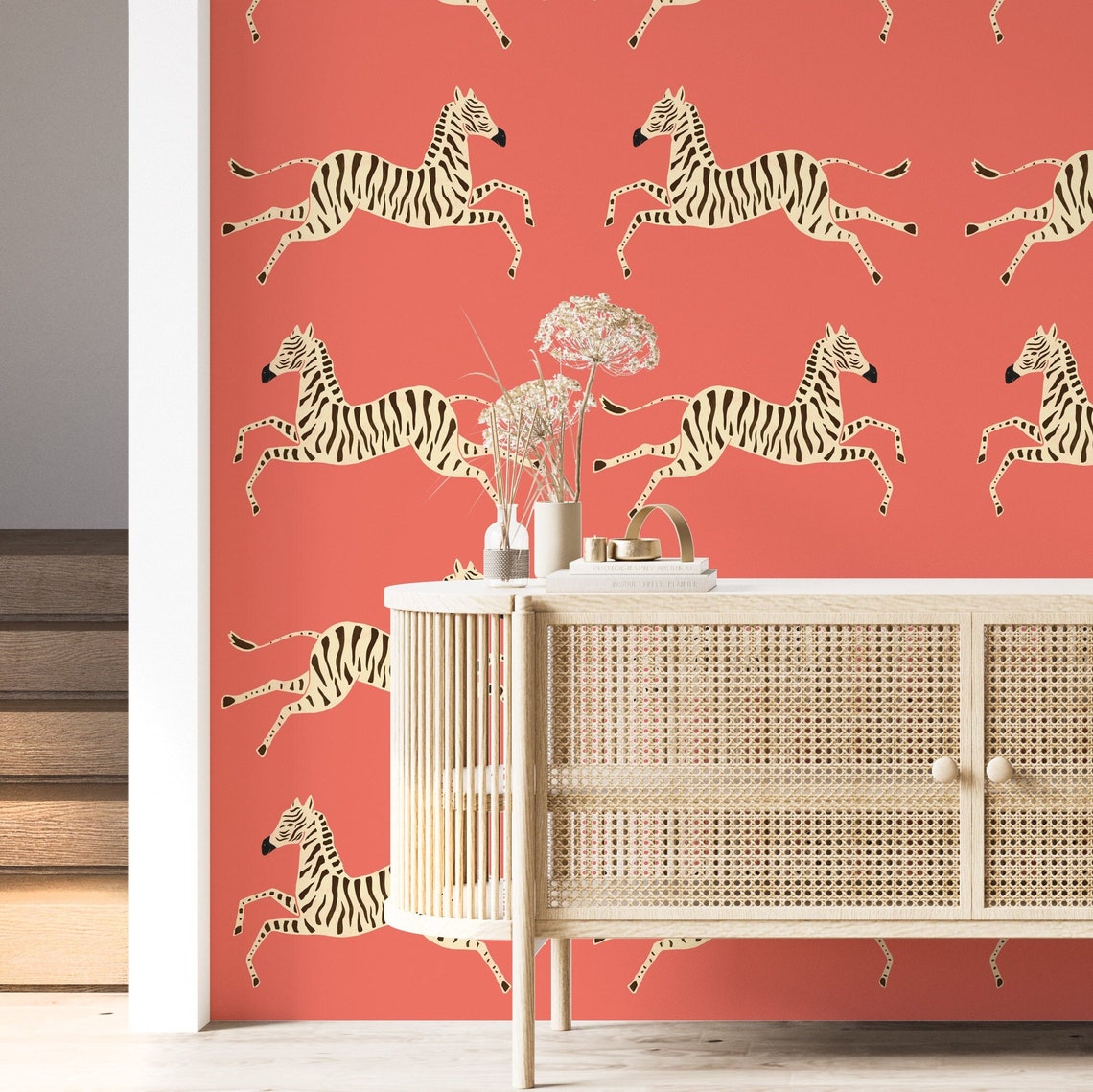 Zebra Peel and Stick Wallpaper Pink Wallpaper Vintage Zebra - Etsy