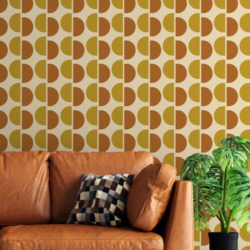 Retro Peel and Stick Wallpaper Vintage Retro Pattern Accent Etsy