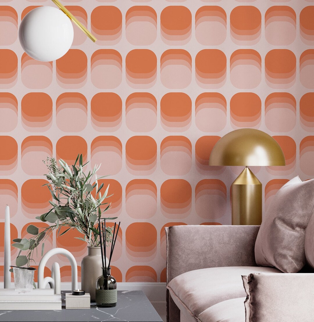 Retro Orange Peel and Stick Wallpaper, Thick Canvas Structured