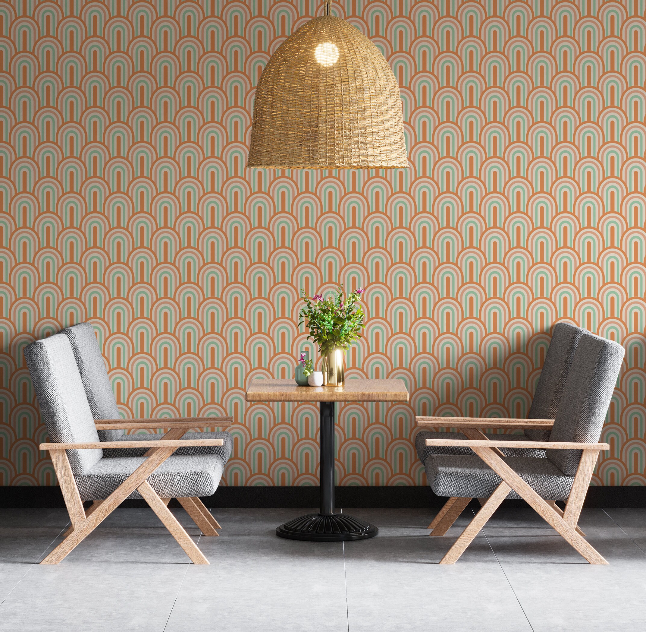 Colorful Arches Peel and Stick Wallpaper Orange Wallpaper Etsy