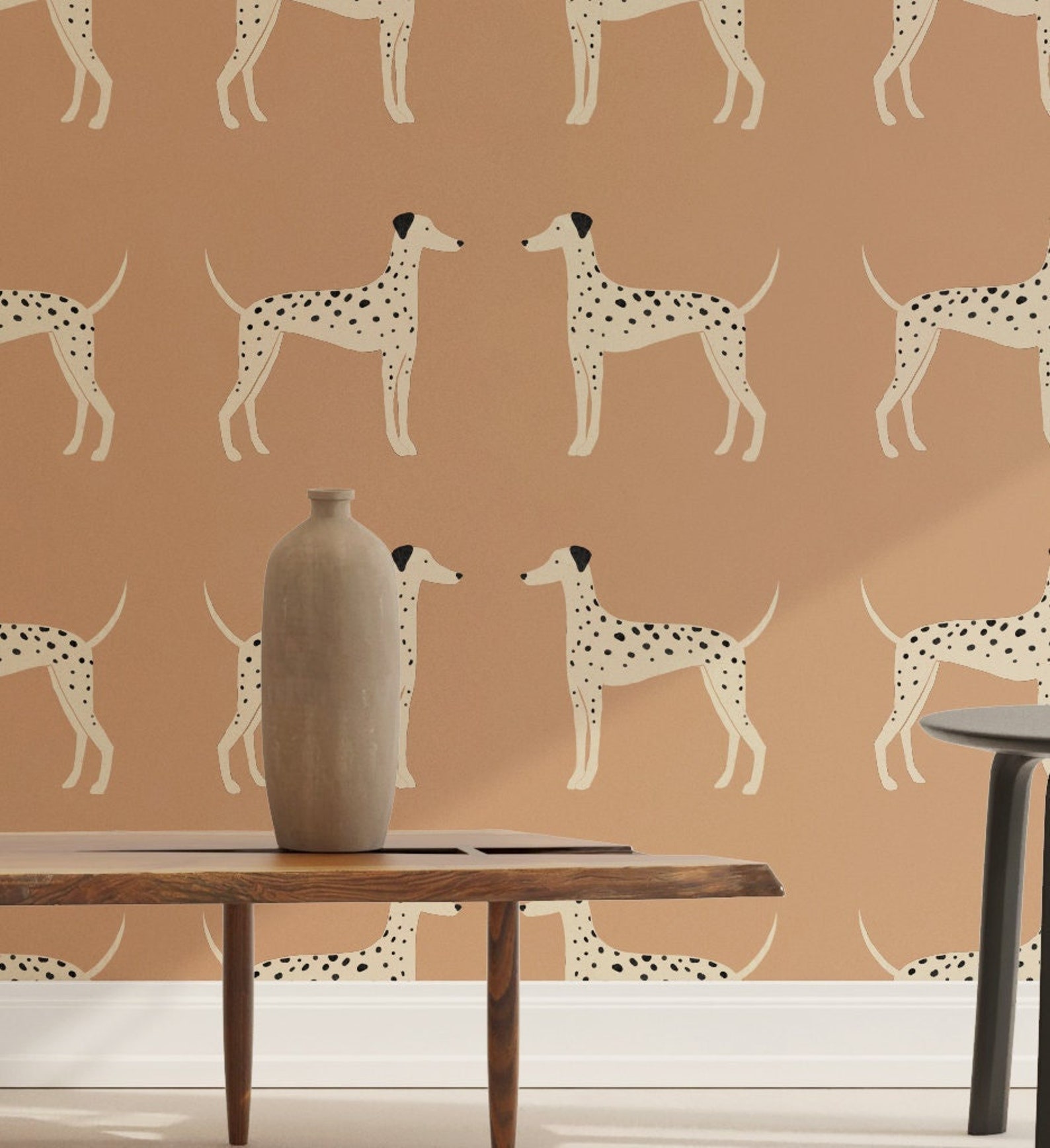 Dalmatian Peel and Stick Wallpaper Peach Wallpaper Vintage Etsy