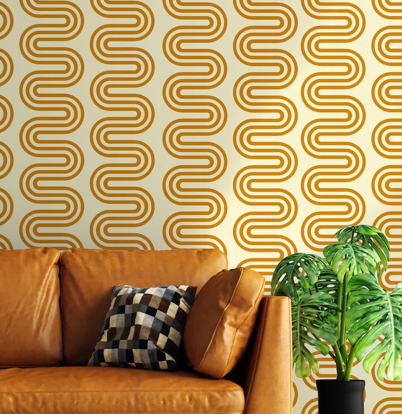 Yellow Peel and Stick Wallpaper Mustard Wallpaper Accent - Etsy