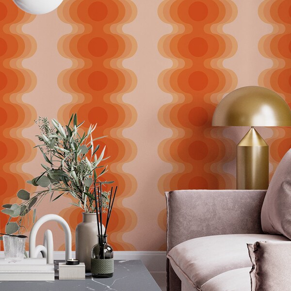 70s Wallpaper Geometric Etsy