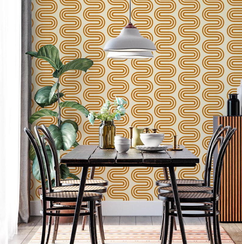 Yellow Peel and Stick Wallpaper Mustard Wallpaper Accent - Etsy