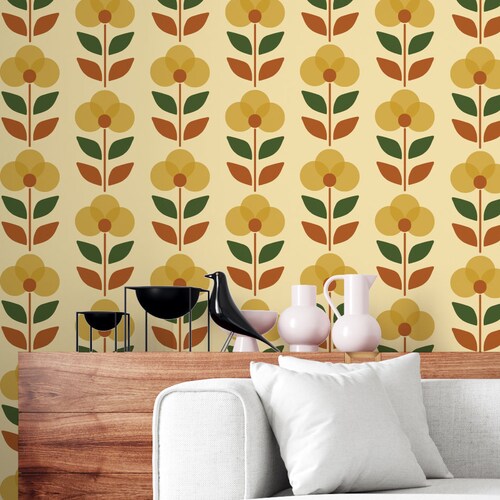 Yellow Peel and Stick Wallpaper Mustard Wallpaper Accent - Etsy