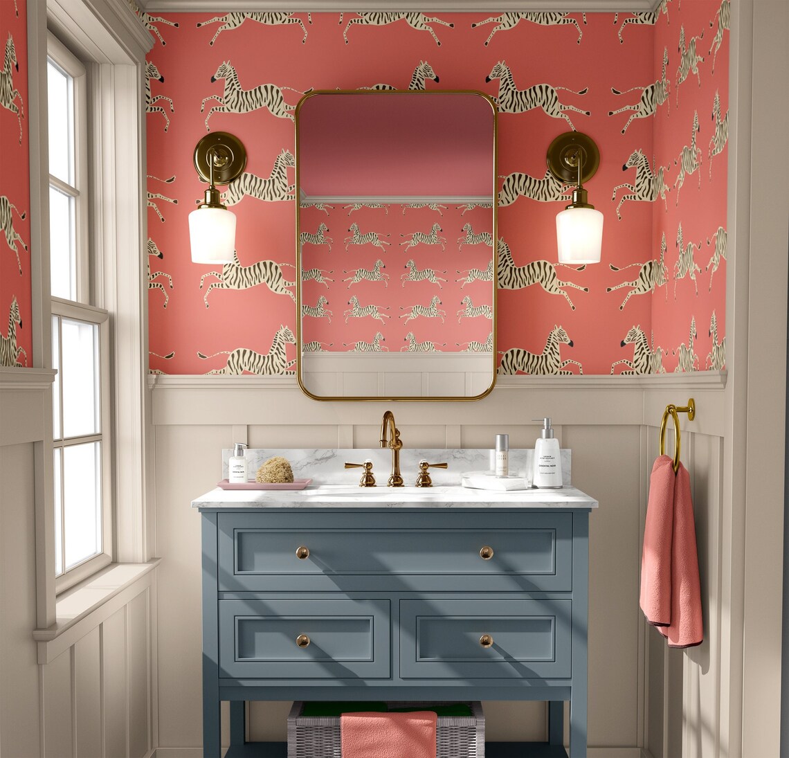 Zebra Peel and Stick Wallpaper Pink Wallpaper Vintage Zebra Etsy