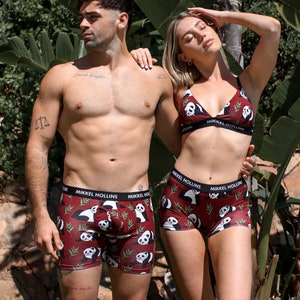 Matching Underwear For Couple, Lazy Panda Design,  Mix and Match from Men Boxer, Women Thong-Hipster-Boy Shot and Bralette