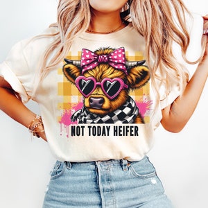 Farm Life Tee, Not Today Heifer shirt, Cow Red Bow Design tee, Not Today Heifer Shirt, Country Farm Shirt, Cow With Flowers T-Shirt