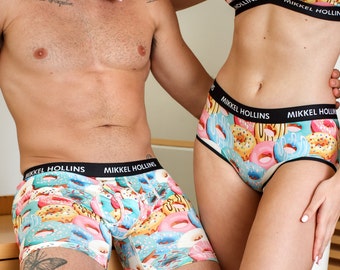 Matching Underwear For Couples, Donut Design, Mix and Match from Men Boxer  Brief, Women Thong-Hipster-Boy Short and Bralette