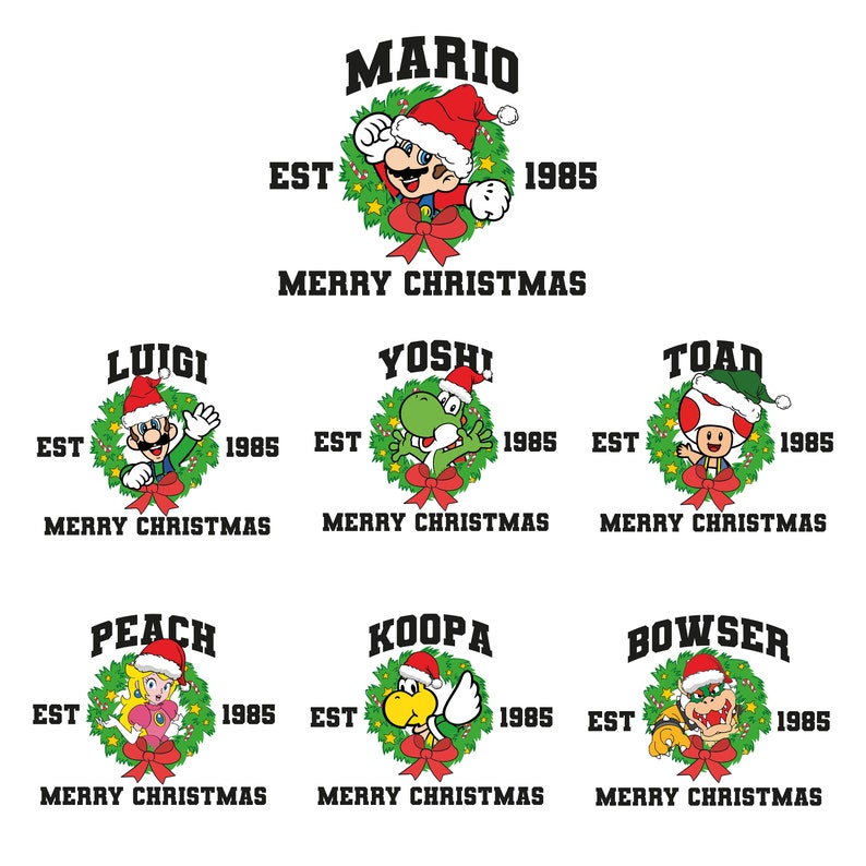 Personalized Super Mario Christmas Shirt and Sweatshirt, Mario Christmas Family Matching Tee and