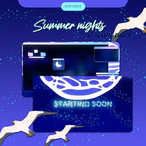 Bioluminescent Beach Night Stream Overlay | Animated VTuber Pack | Ocean Lofi Twitch Scenes