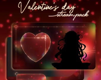 Valentines day stream overlay, minimalistic gold and red, animated cute and romantic