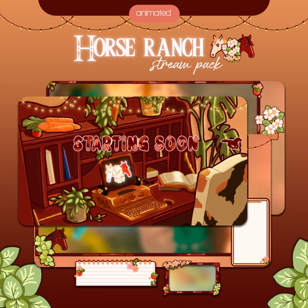 Twitch Overlay: Horse Ranch & Autumn Vibes // Cottage Core Garden Theme // Stream Comfort, horse themed