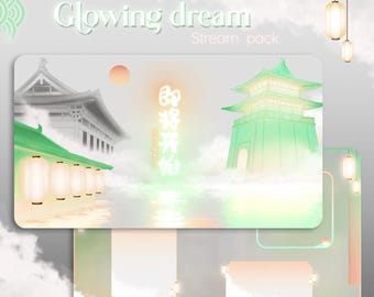Glowing Dream – Asian Fantasy Stream Overlay Pack | Dreamy Lanterns, Animated Background, VTuber & Twitch Overlay