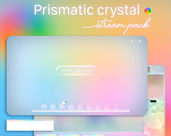 Prismatic Crystal Stream Overlay – Liquid Glass Style, Animated VTuber Scenes, Colorful Minimal Aesthetic for Twitch & YouTube