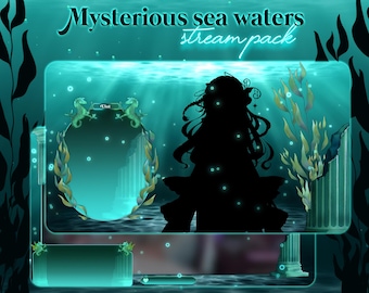 Underwater Stream Overlay | Dark Fantasy Mermaid Vtuber Pack | Animated Twitch Scenes | Ocean Ruins Theme | OBS Assets