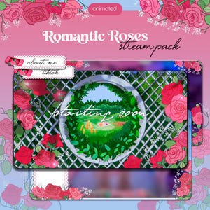 Romantic Pink Roses stream overlay - Spring Alerts, Stinger - Floral and Romantic Roses, rose princess garden twitch overlay