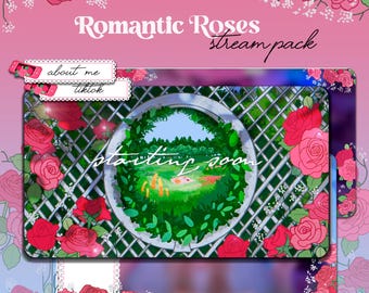 Romantic Pink Roses stream overlay - Spring Alerts, Stinger - Floral and Romantic Roses, rose princess garden twitch overlay