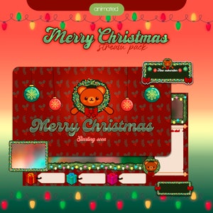 Stream overlay / Twitch Overlay / Animated Alerts & Screens / Animated String Lights / Twitch Panels / Kawaii bear