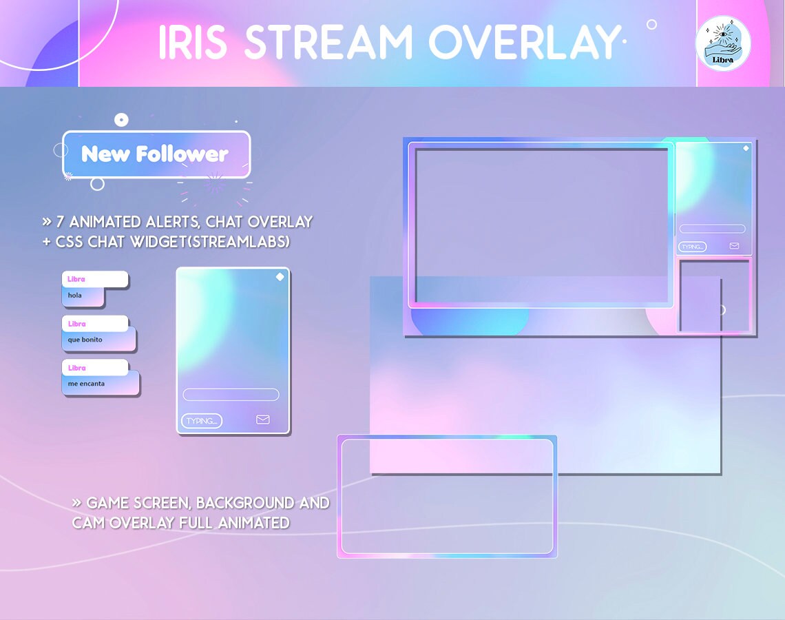 Stream Overlay Pack Iridescent Lofi Pastel Stream Pack for Twitch ...