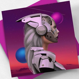 FASTER THAN LIGHT - Retrowave / synthwave illustration square format 20x20