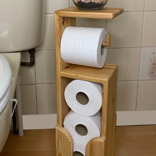 Handmade Free Standing Toilet Roll Holder Toilet Wooden Etsy