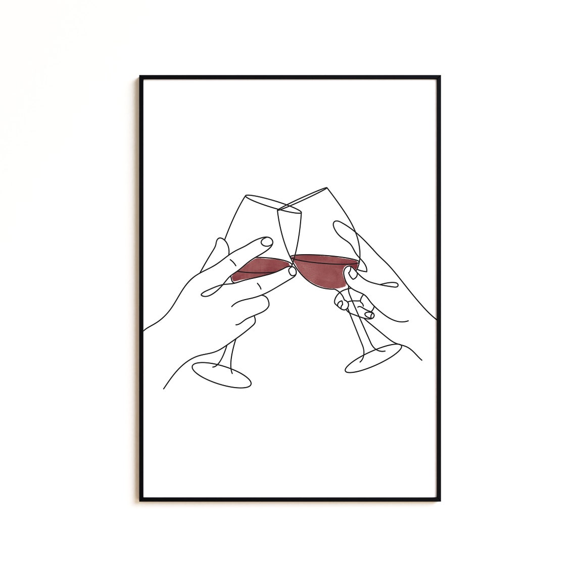 Wine Line Art Print Red Wine Print Wine Lover Wall Art Red Etsy
