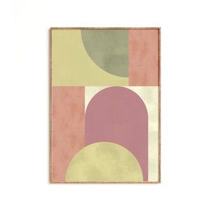 Geometric Wall Art, Printed Poster, Abstract Colorful Shapes, Pastel Colors, Home Decor