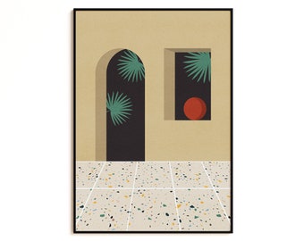Affiche en terrazzo, Impression architecturale, Art mural moderne, Art abstrait, Art mural en terrazzo