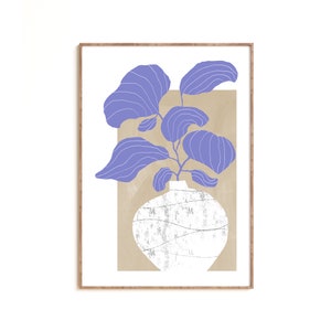 Póster abstracto de jarrón minimalista, Pirnt botánico, Póster de arte floral, Ilustración de un jarrón