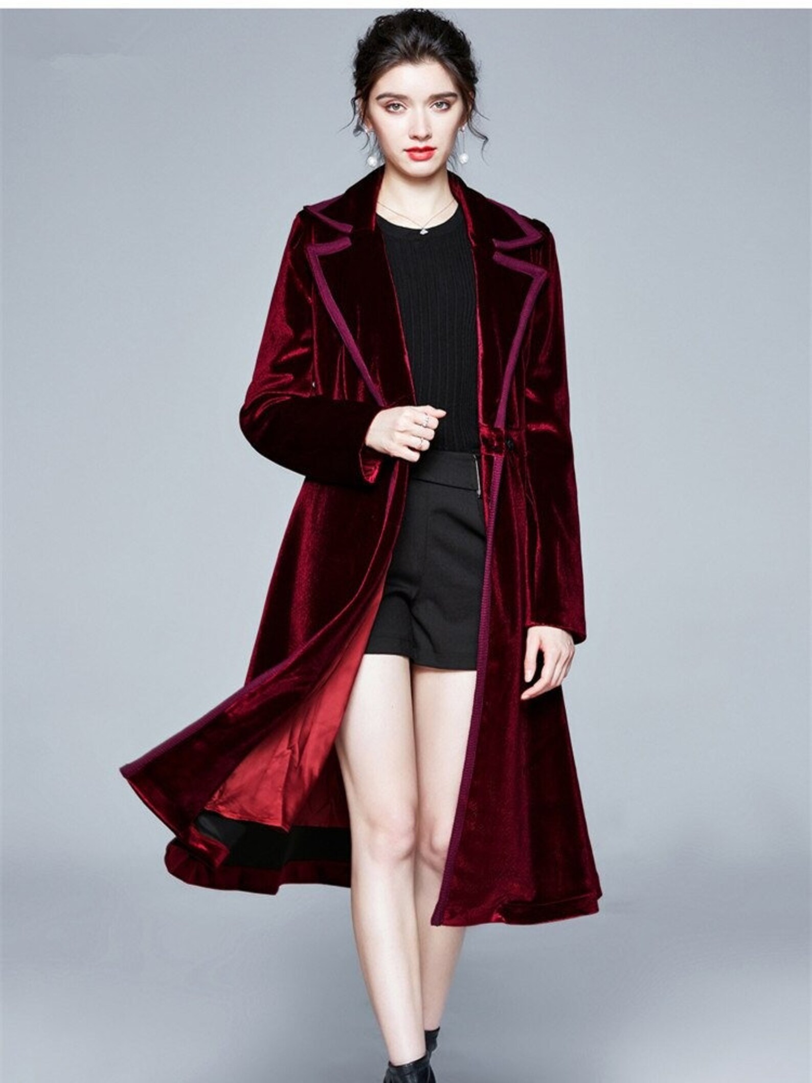 Winter Maxi Coat Autumn Coat Plus Size Collar Wrap Black Etsy