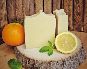 Fresh Energy Goat Milk Soap Bar • Cold Process • Handmade Natural Soap • Bright Citrus Clean Scent • 4.5–5.5 oz