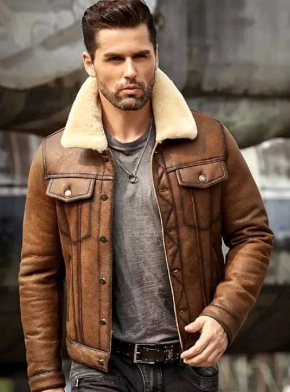 Mens Real Leather RAF Aviator Jacket Mens Coat Sheep Skin - Etsy