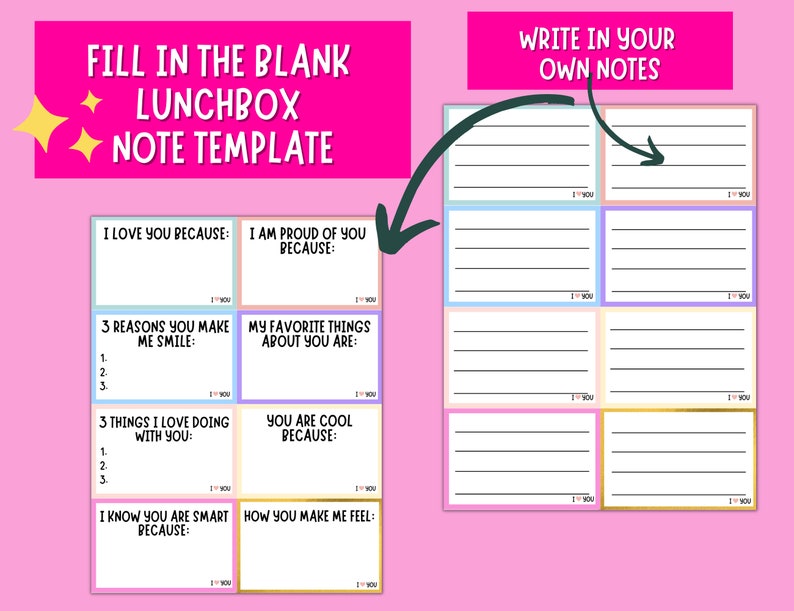 Printable Lunchbox Notes for Kids BUNDLE, Lunch Box Notes for GIRLS ...