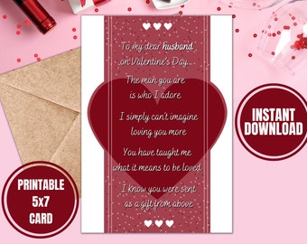 Valentine Card, To My Husband, Valentine's Card for Husband, Valentine Gift for Husband, Card for Him, INSTANT DOWNLOAD Valentine Card