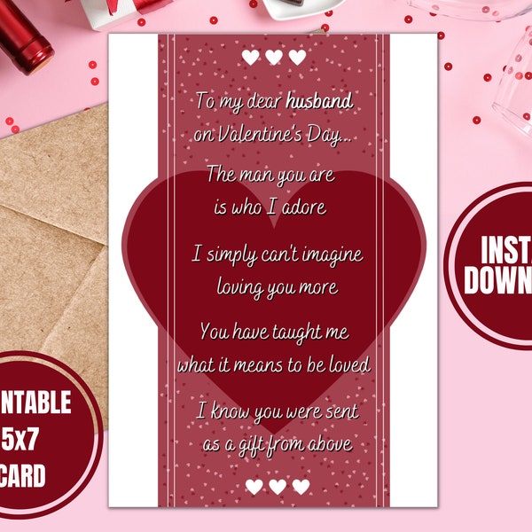 Valentine Card, To My Husband, Valentine's Card for Husband, Valentine Gift for Husband, Card for Him, INSTANT DOWNLOAD Valentine Card