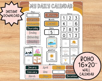 Homeschool Circle Time Calendar, Daily Learning Board (Digital Download)