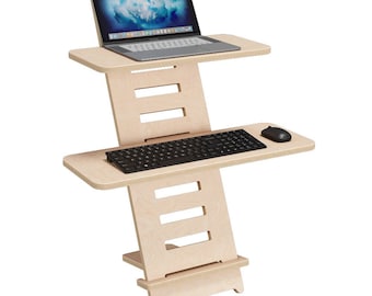 Scrivania in piedi | scrivania in piedi | Accessorio da scrivania | Supporto per laptop in legno | Scrivania fissa per scrivania | scrivania per laptop | scrivanie in piedi | supporto per laptop