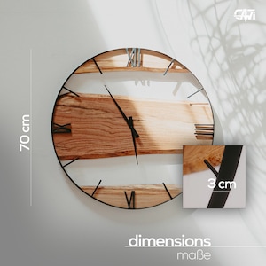 Wall clock wood metal, wall clock industrial design, wall decoration, oak carrageenan, unique wall clock, handmade, gift for her V2