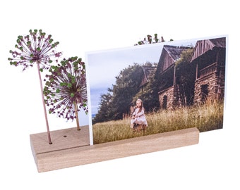 Porte-cartes bois long | Barre photo bois | Barre de fleurs | Porte-cartes en bois grand | Porte-photos | Cartes voyageur en bois | Porte-photo en bois