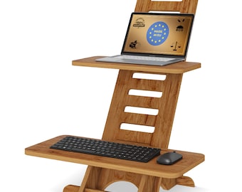 Bureau debout | Bureau debout imprégné | Attache de bureau | Support pour ordinateur portable en bois | Bureau de fixation de bureau debout | Bureau pour ordinateur portable | Bureaux debout