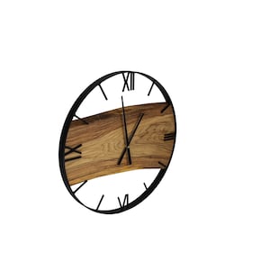 Wanduhr Holz Metall, Wanduhr Industrial Design, Wanddekoration, Eichen-Carrageenan, Einzigartige Wanduhr, Handmade, Geschenk für Sie Bild 10